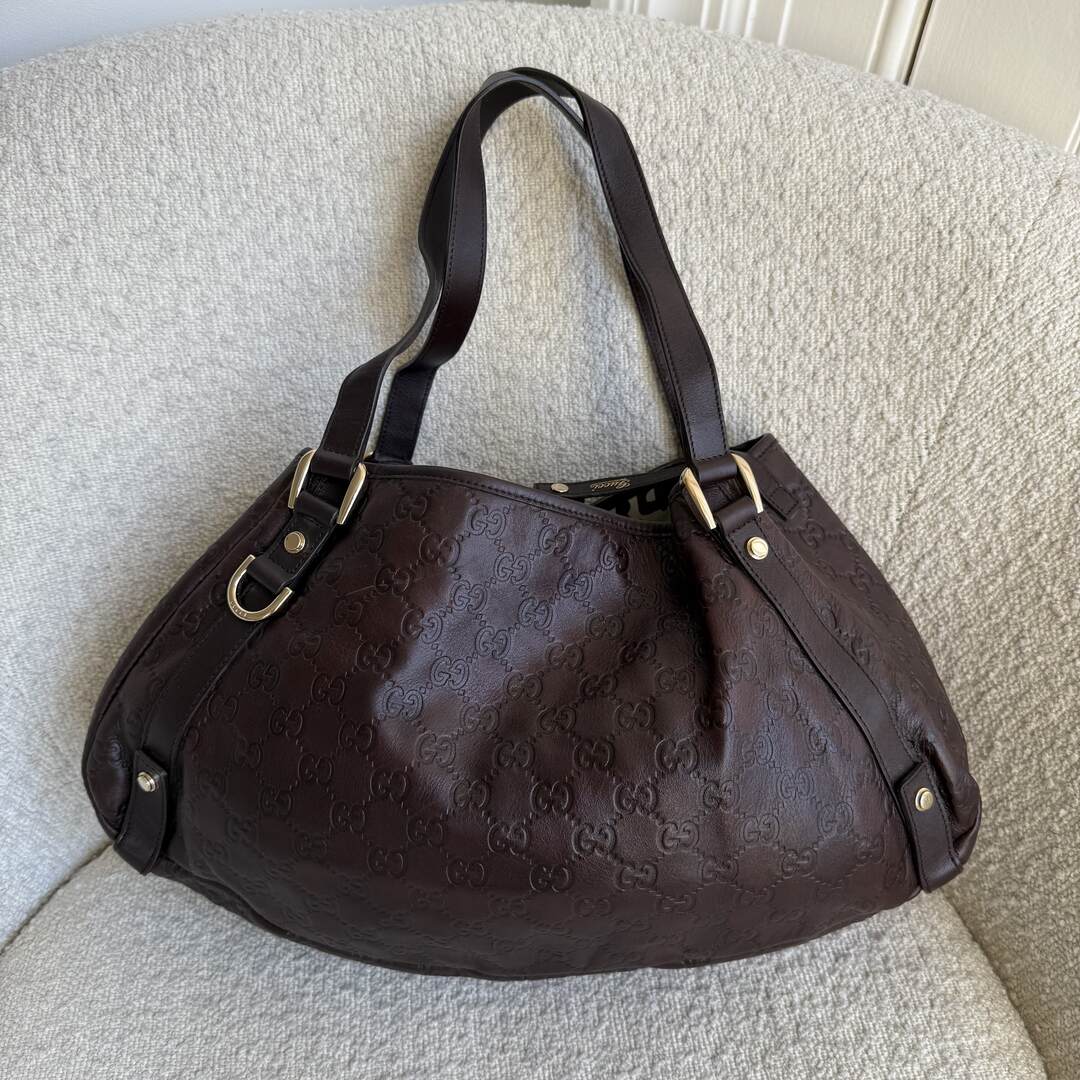 Gucci Guccissima Abbey Leather Brown Tote Bag