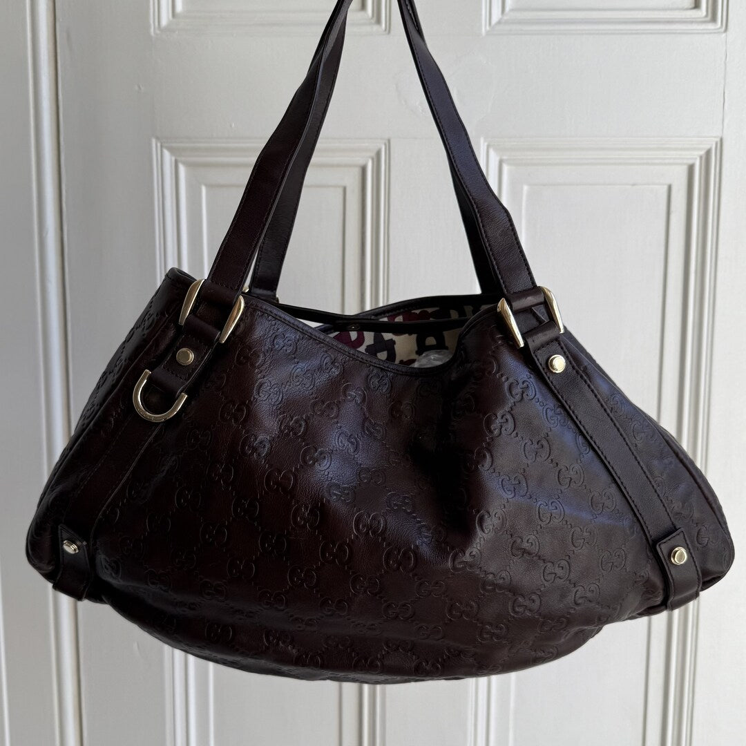 Gucci Guccissima Abbey Leather Brown Tote Bag