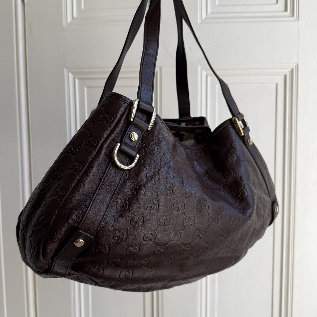 Gucci Guccissima Abbey Leather Brown Tote Bag