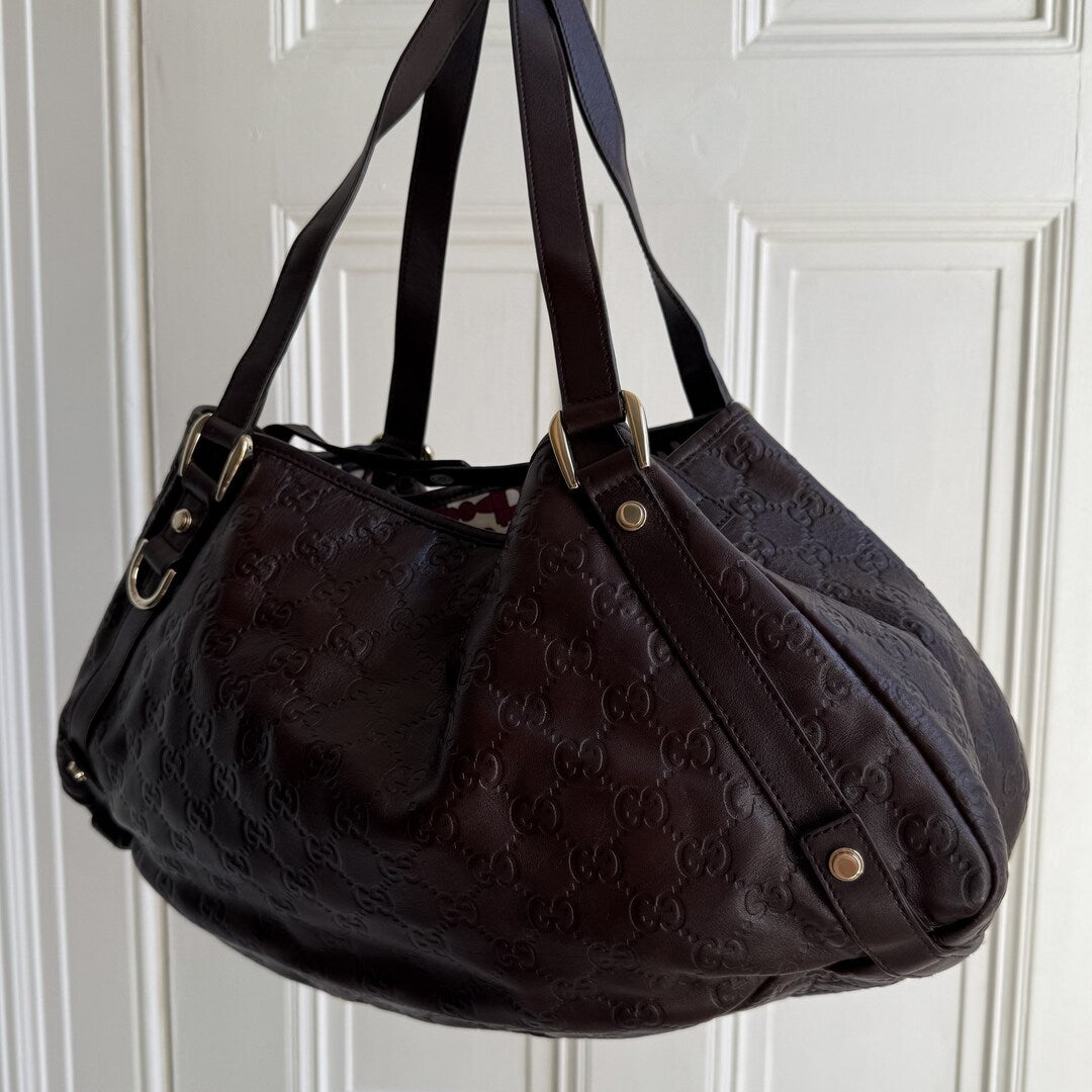 Gucci Guccissima Abbey Leather Brown Tote Bag