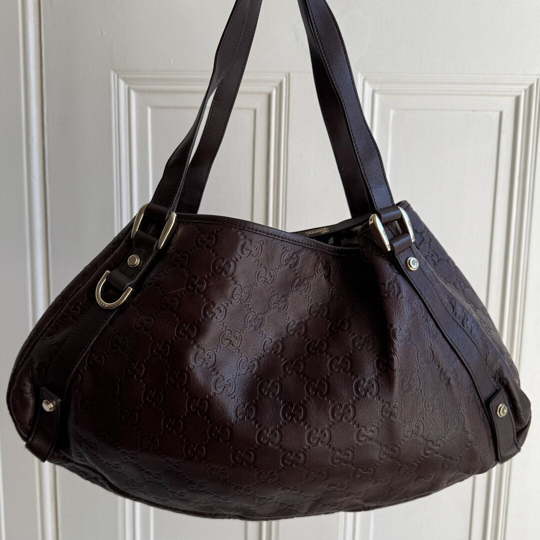 Gucci Guccissima Abbey Leather Brown Tote Bag