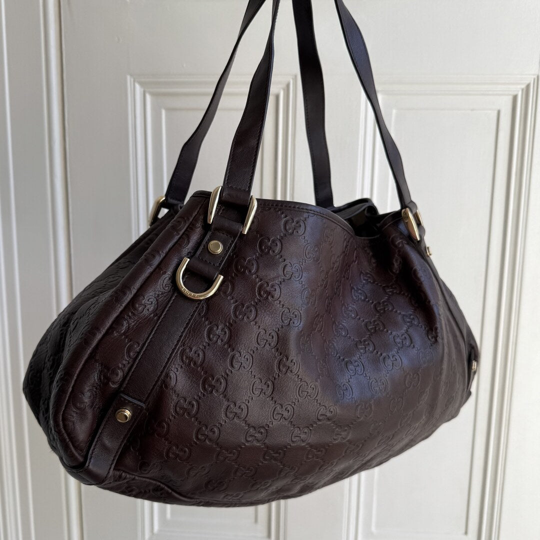 Gucci Guccissima Abbey Leather Brown Tote Bag