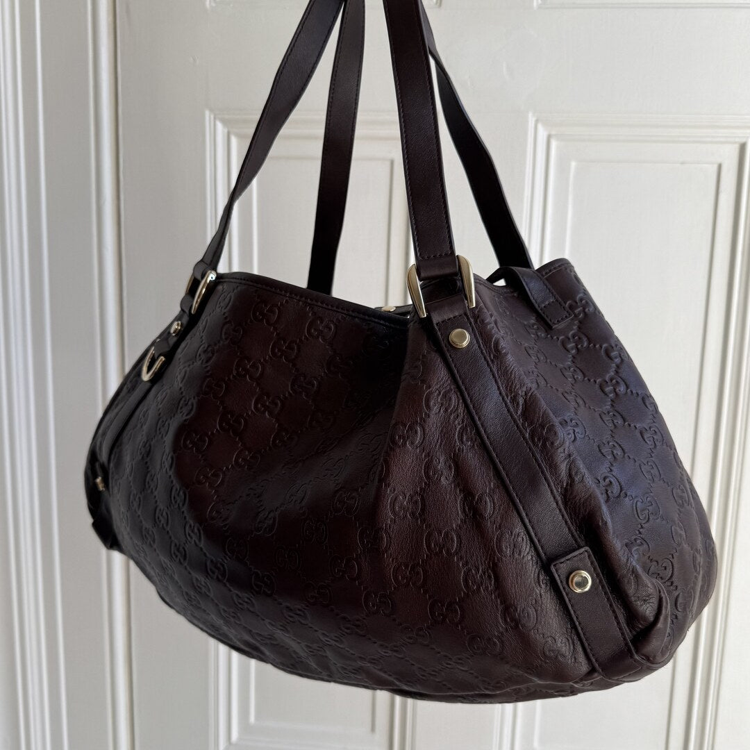 Gucci Guccissima Abbey Leather Brown Tote Bag