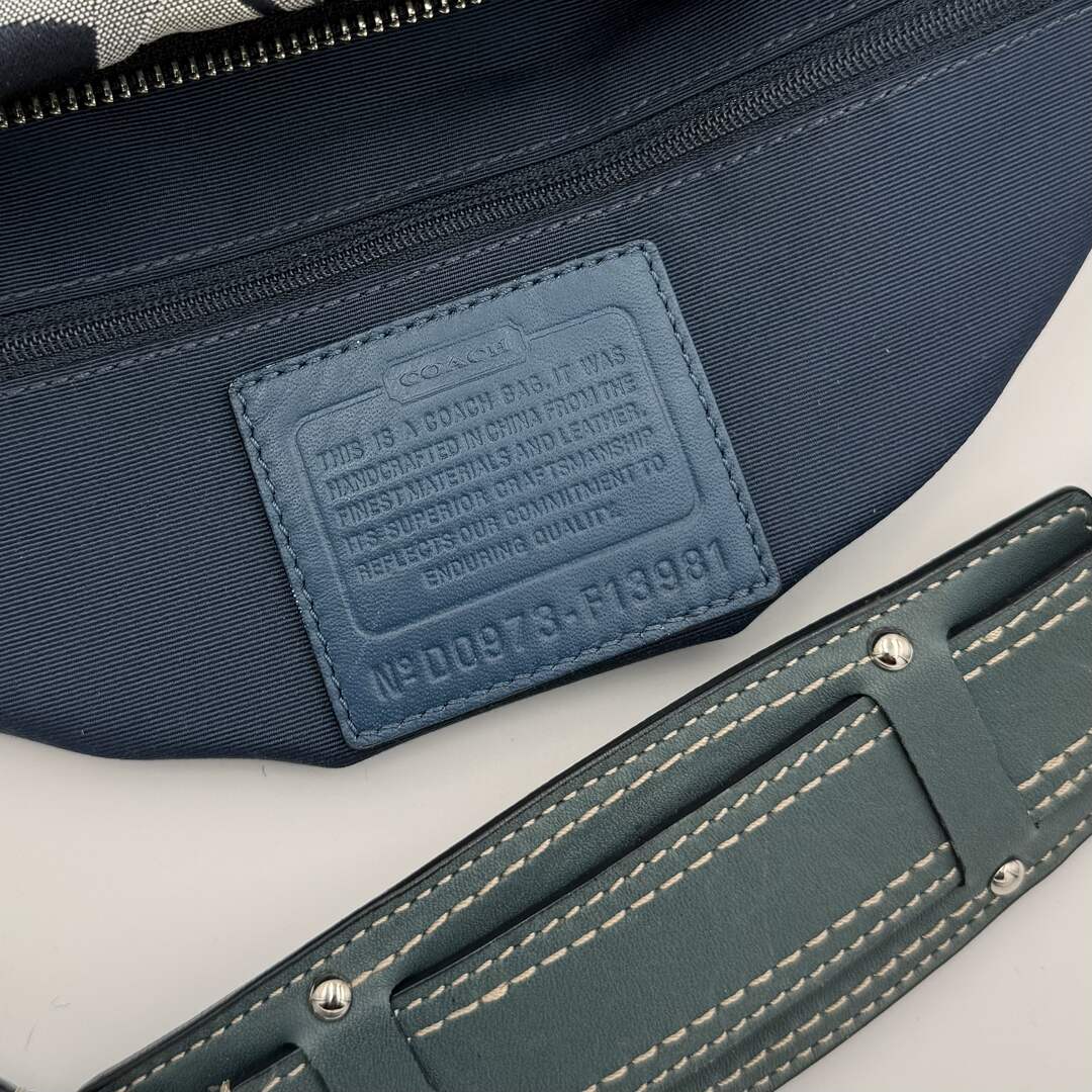 Coach Signature Denim Studded Shoulder Bag