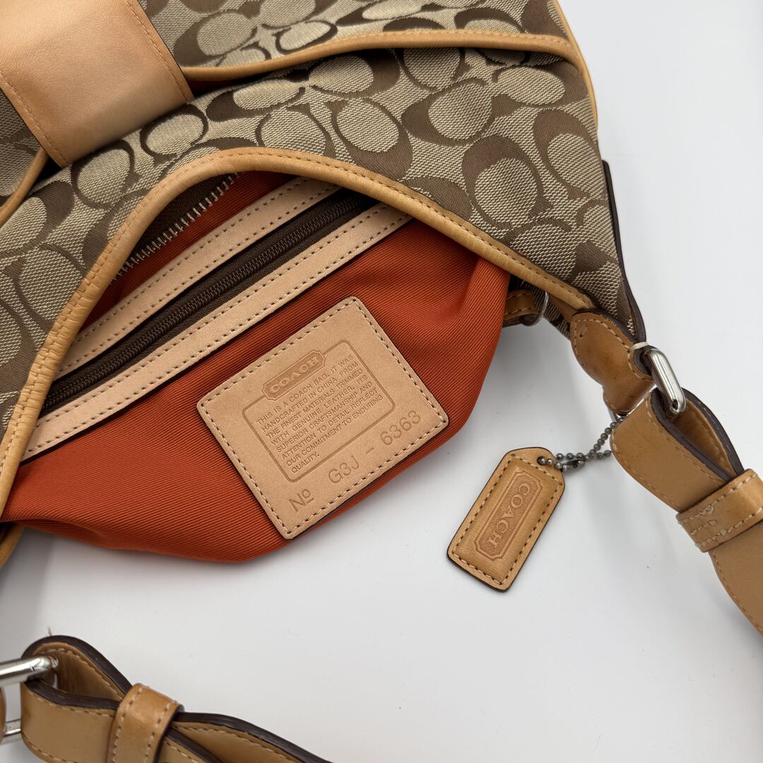 Coach Signature Hobo Buckle Tan Shoulder Bag