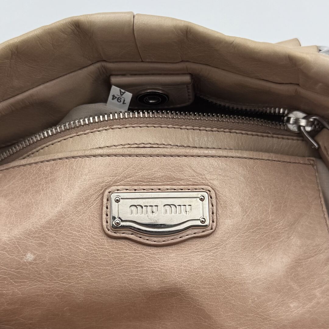 Miu Miu Vitello Beige Leather Handbag