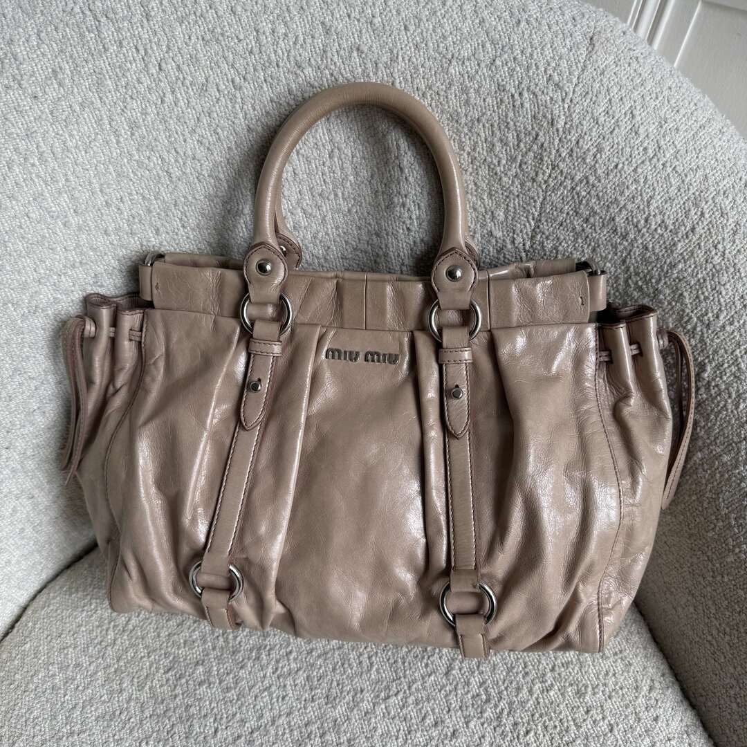 Miu Miu Vitello Beige Leather Handbag
