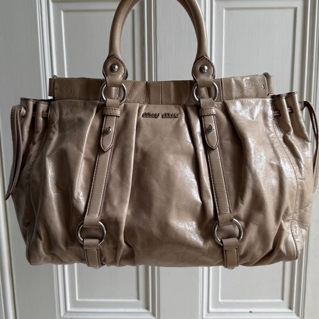Miu Miu Vitello Beige Leather Handbag