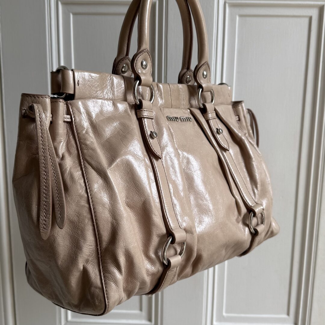 Miu Miu Vitello Beige Leather Handbag
