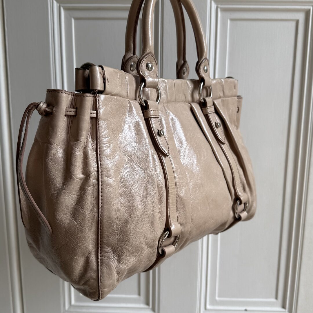 Miu Miu Vitello Beige Leather Handbag