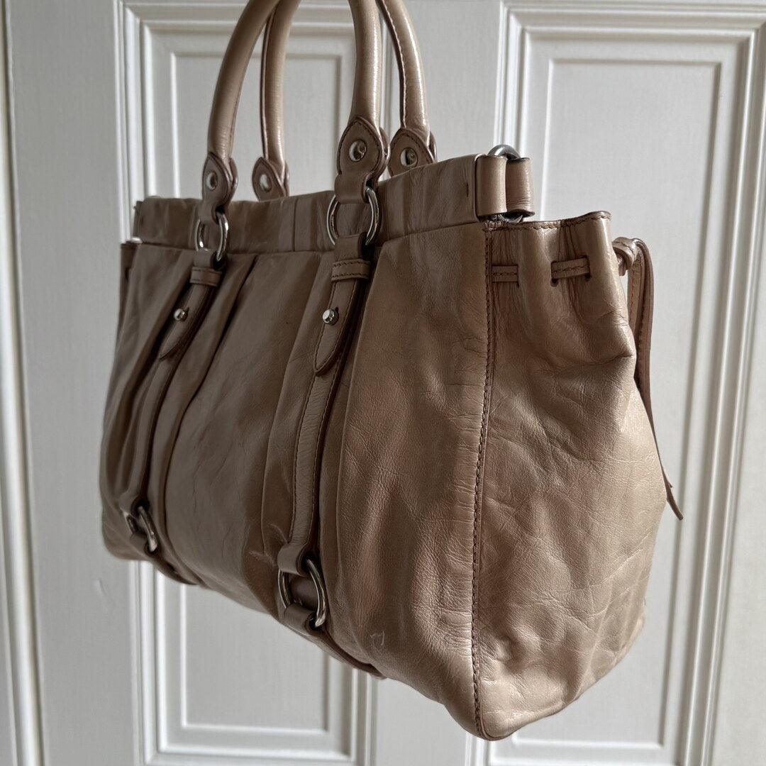 Miu Miu Vitello Beige Leather Handbag