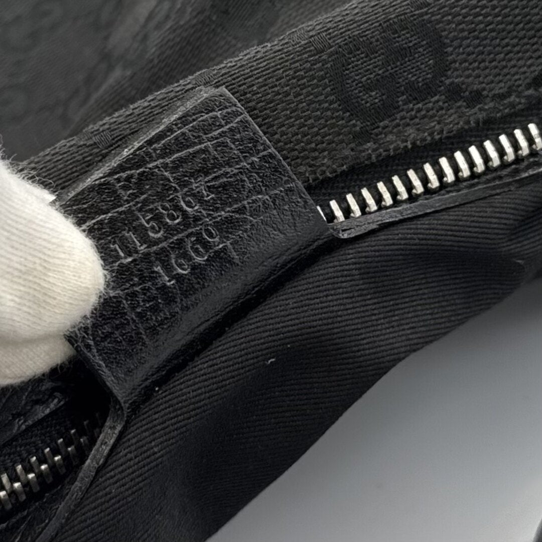 Gucci GG Canvas Horsebit Hobo Black Shoulder Bag