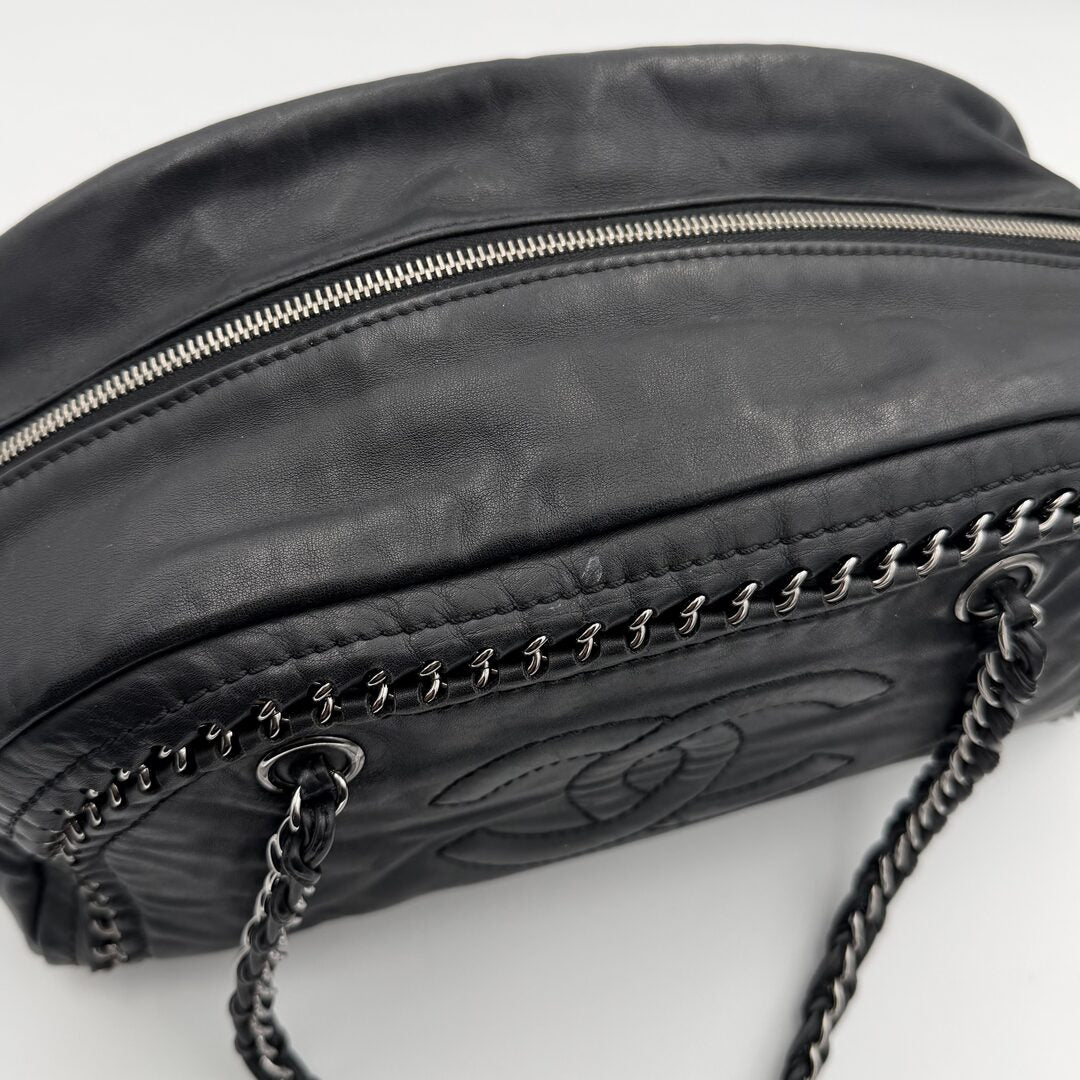 2005 Chanel Lux Ligne Bowler Black Shoulder Bag