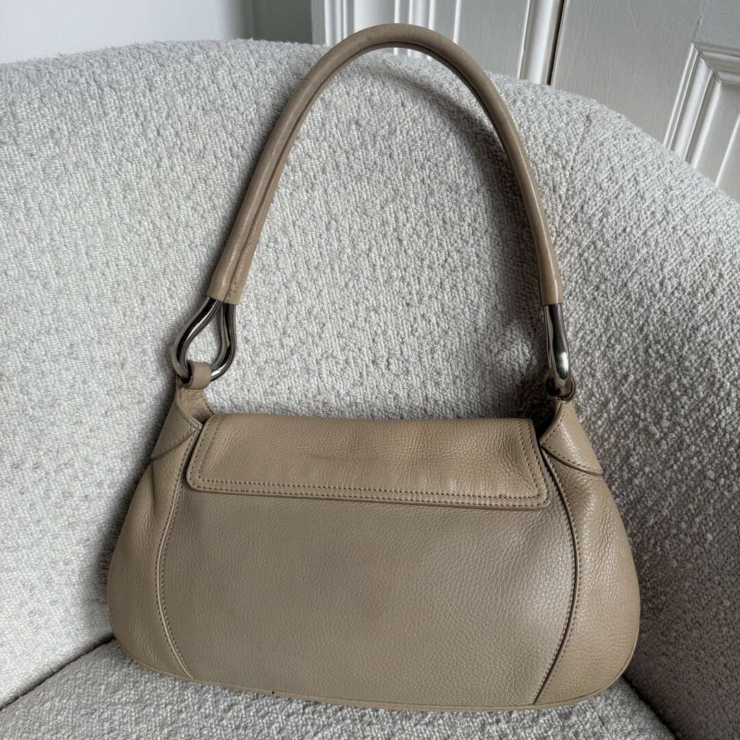 2003 Prada Hobo Leather Beige Shoulder Bag