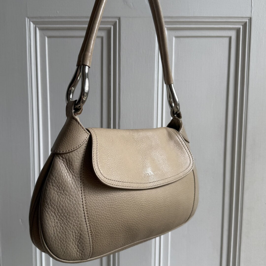 2003 Prada Hobo Leather Beige Shoulder Bag