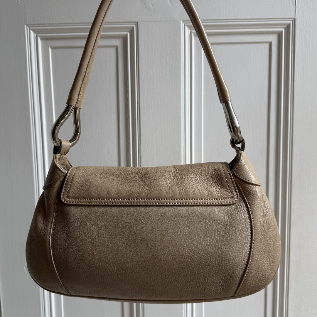 2003 Prada Hobo Leather Beige Shoulder Bag