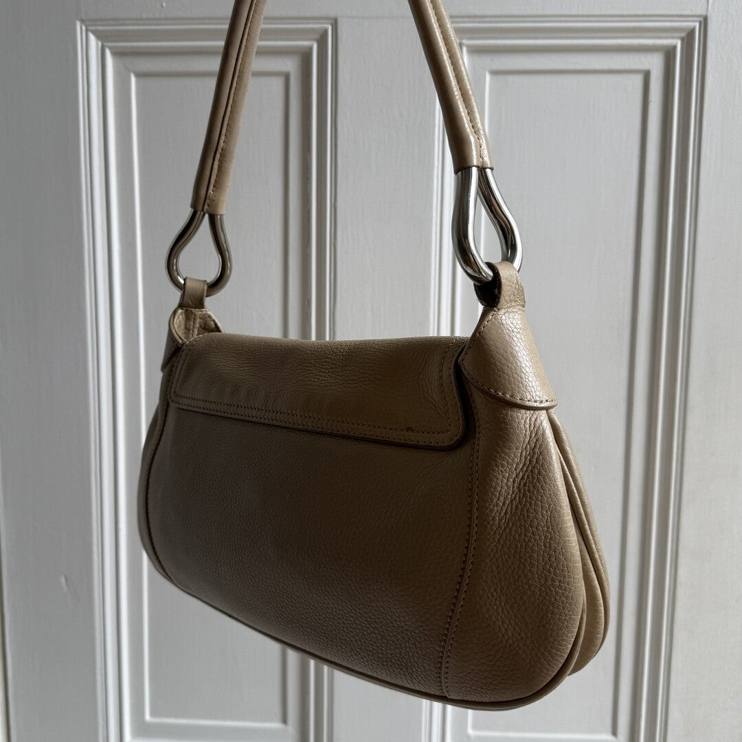 2003 Prada Hobo Leather Beige Shoulder Bag