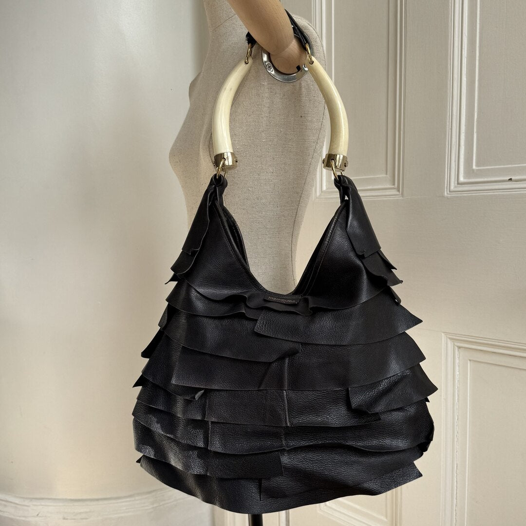 2004 YSL Mombasa Saint Tropez Leather Black Shoulder Bag