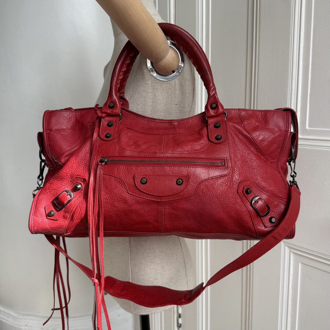 2003 Balenciaga Motocross Classic Red Leather Handbag