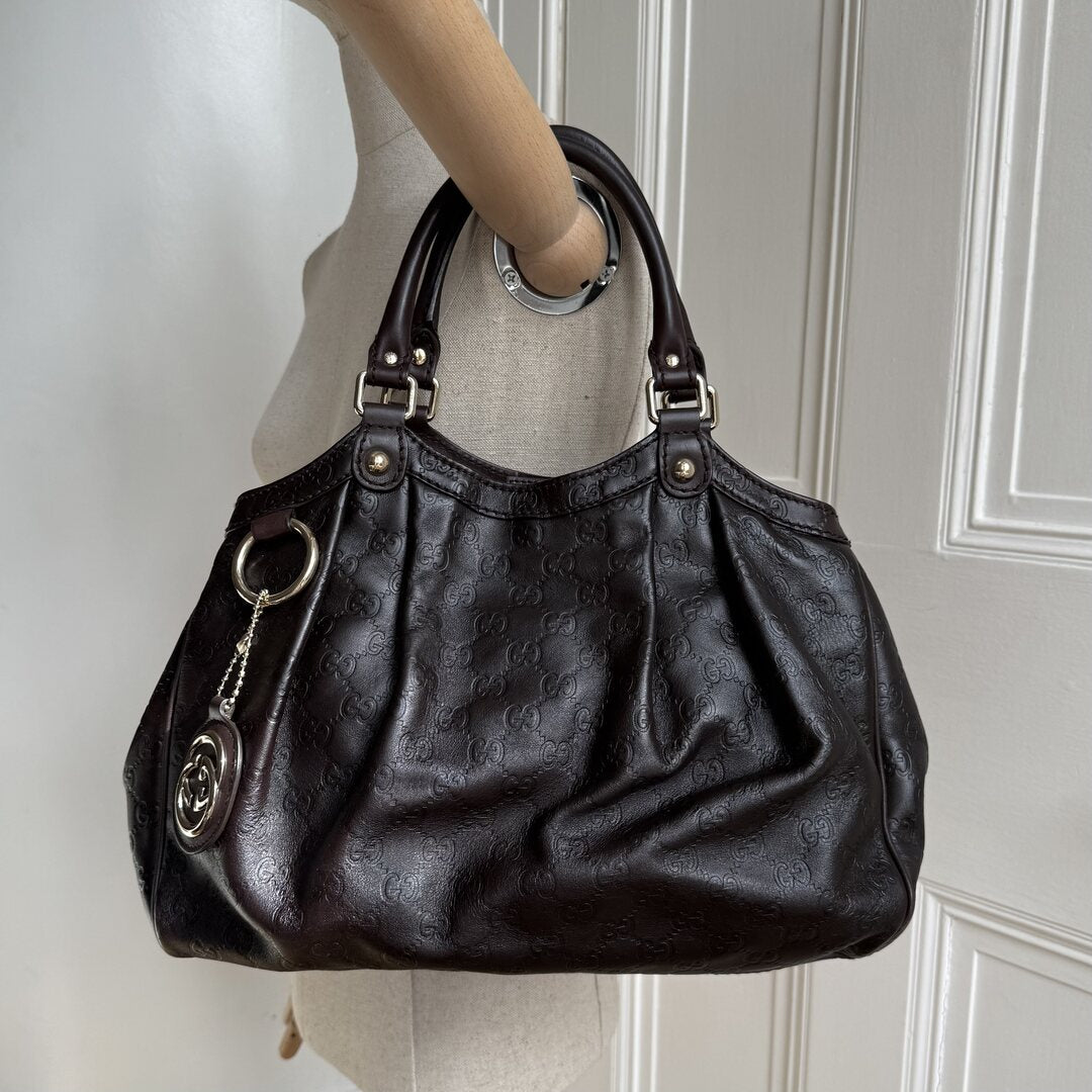 Gucci Guccissima Sukey Leather Brown Tote Bag