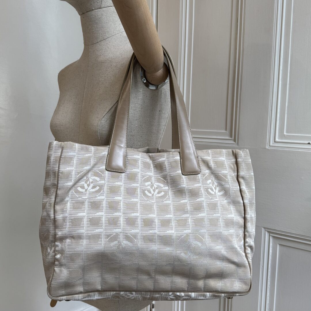 2003 Chanel CC Travel Line Beige Tote Bag