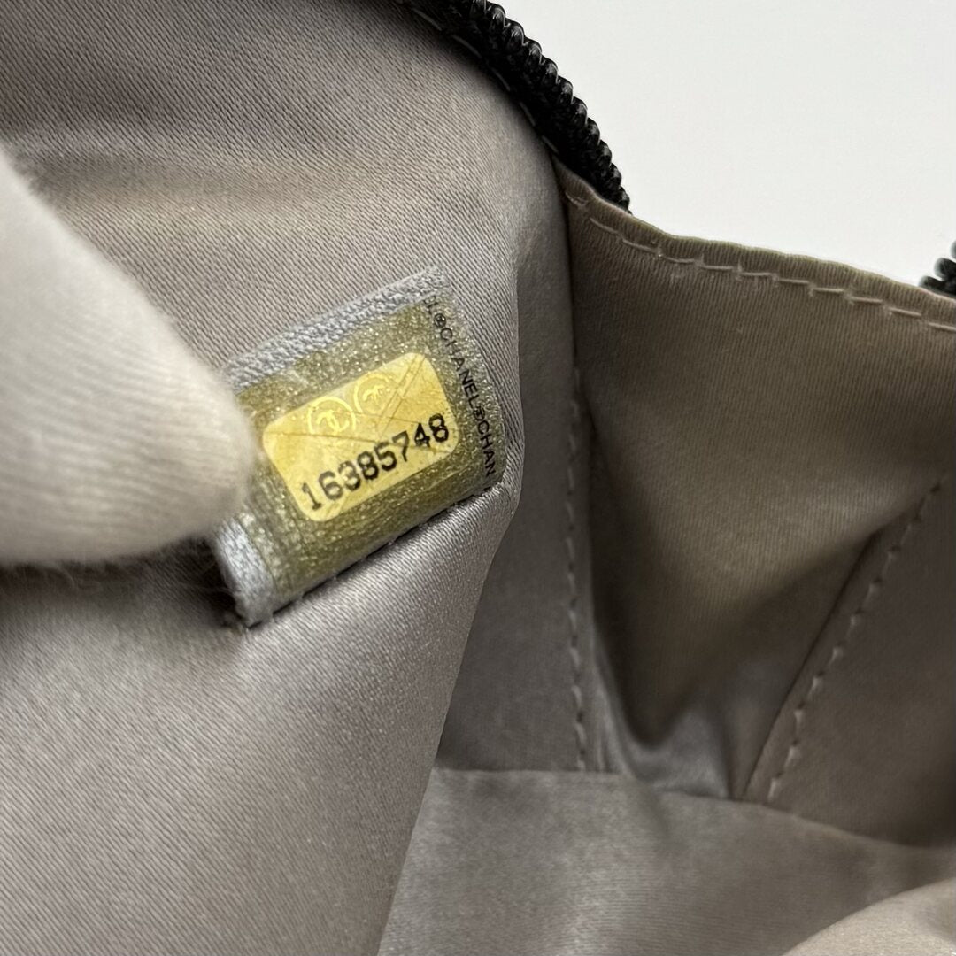 2012 Chanel Camellia Black Leather Cosmetic Pouch