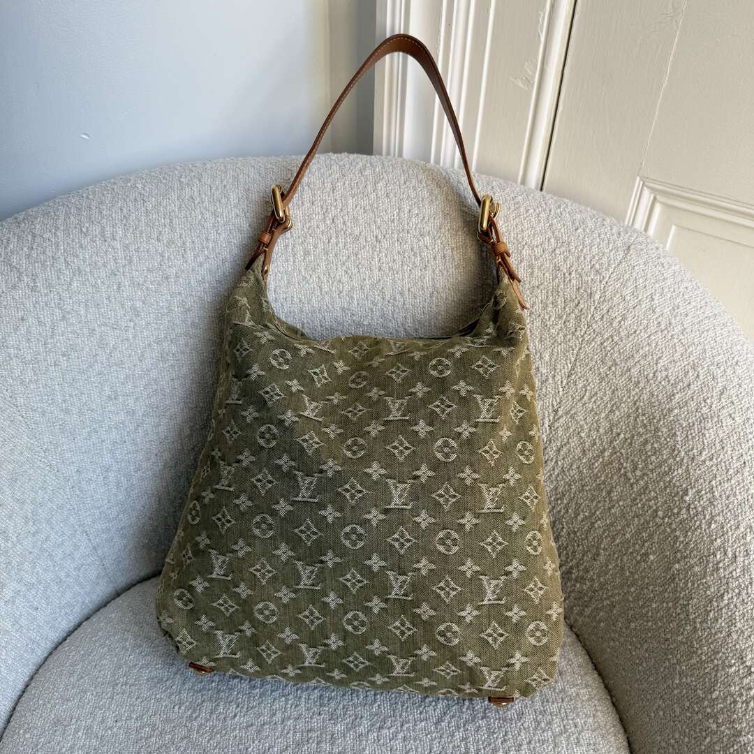 2006 Louis Vuitton Green Denim Baggy GM Shoulder Bag