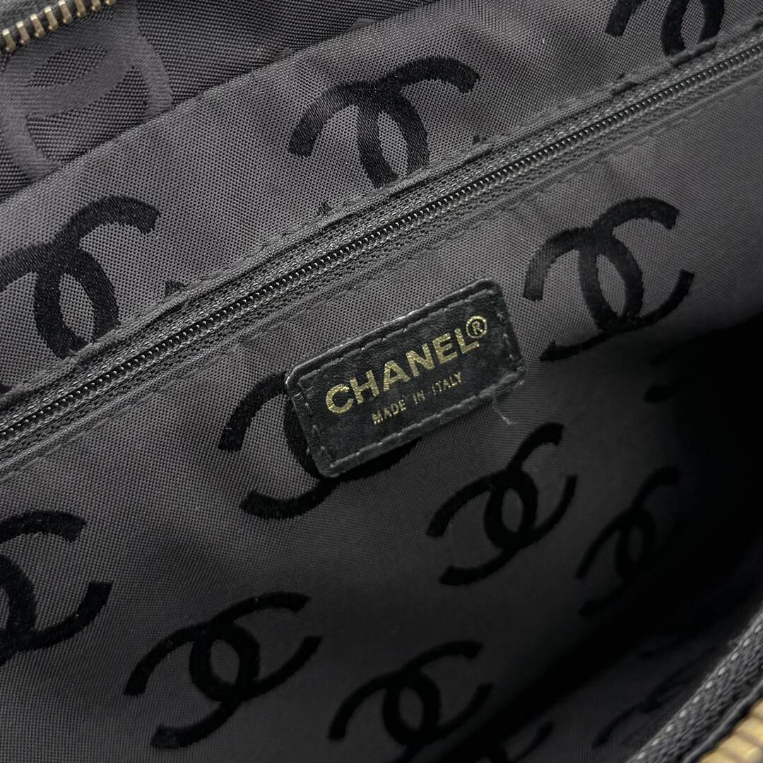 2002 Chanel CC Surpique Wild Stitch Black Leather Handbag