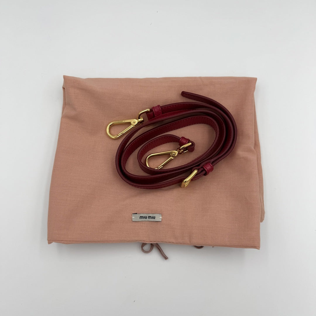 Miu Miu Vitello Shine Red Leather Handbag