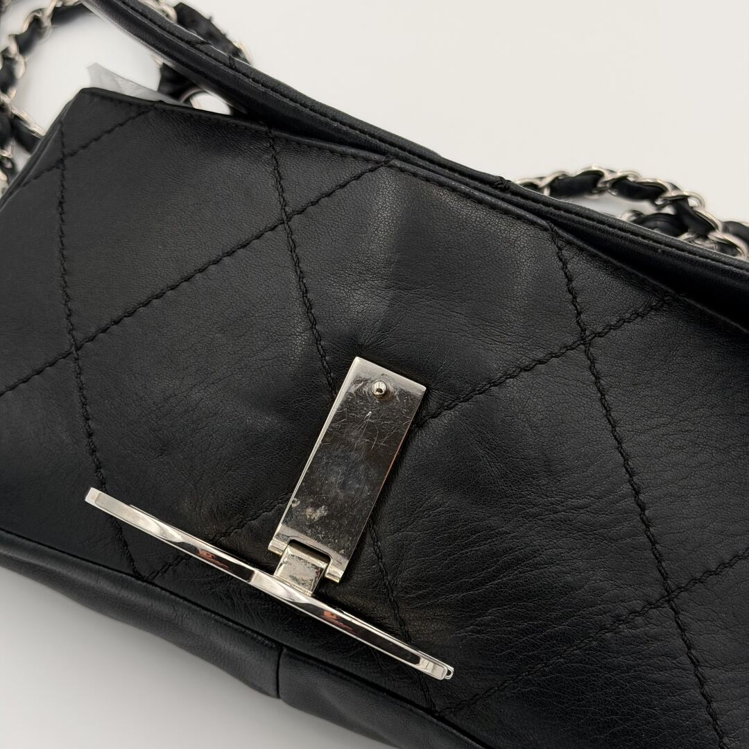 2005 Chanel Oversized CC Diamond Stitch Flap Black Shoulder Bag