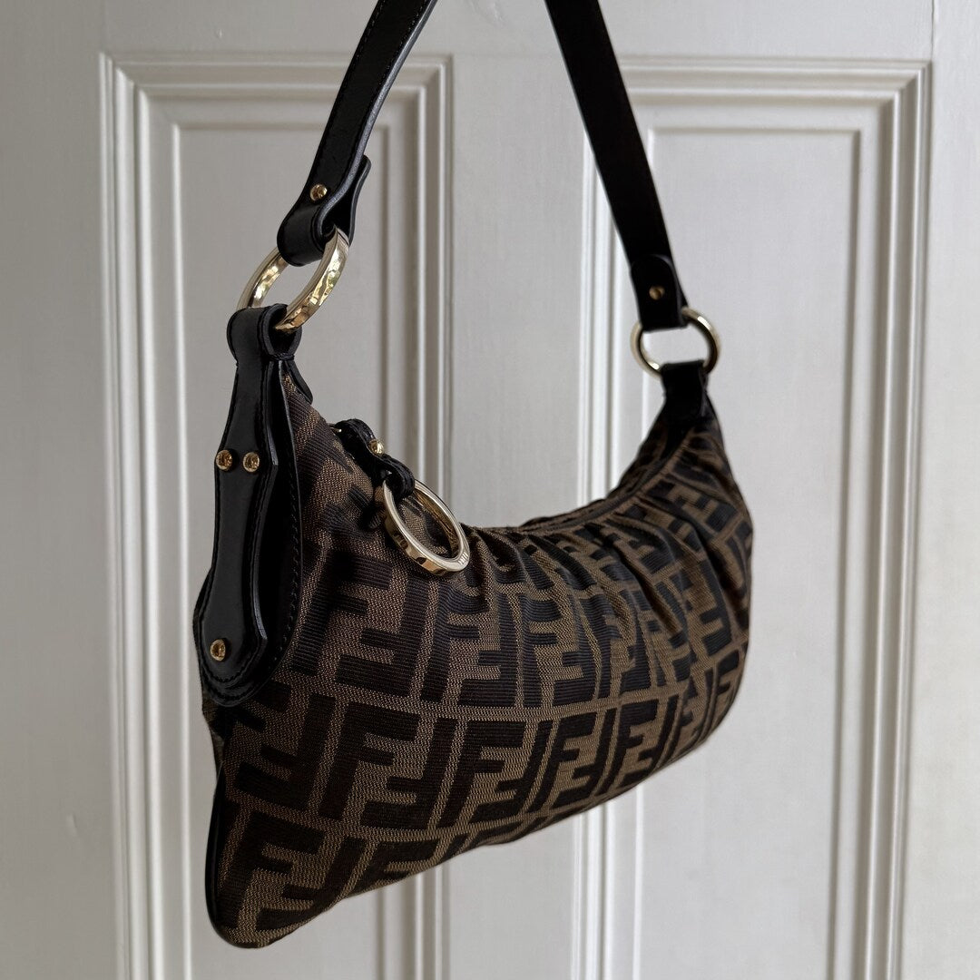 Fendi Zucca Charm Shoulder Bag