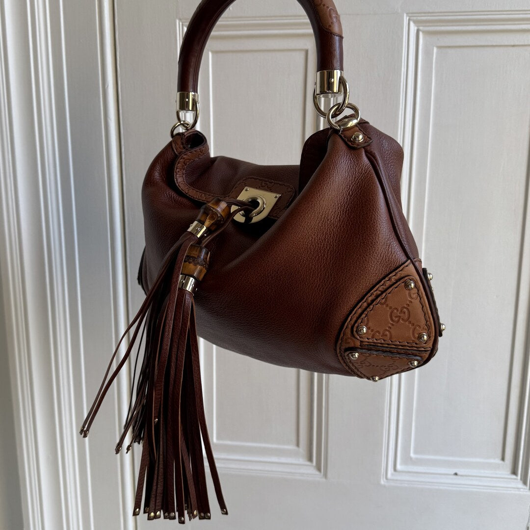 Gucci Indy Guccissima Brown Leather Shoulder Bag