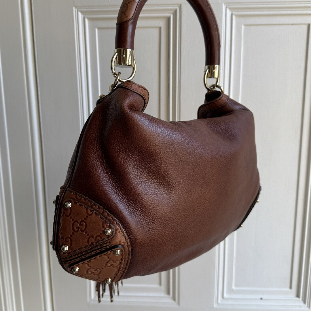 Gucci Indy Guccissima Brown Leather Shoulder Bag