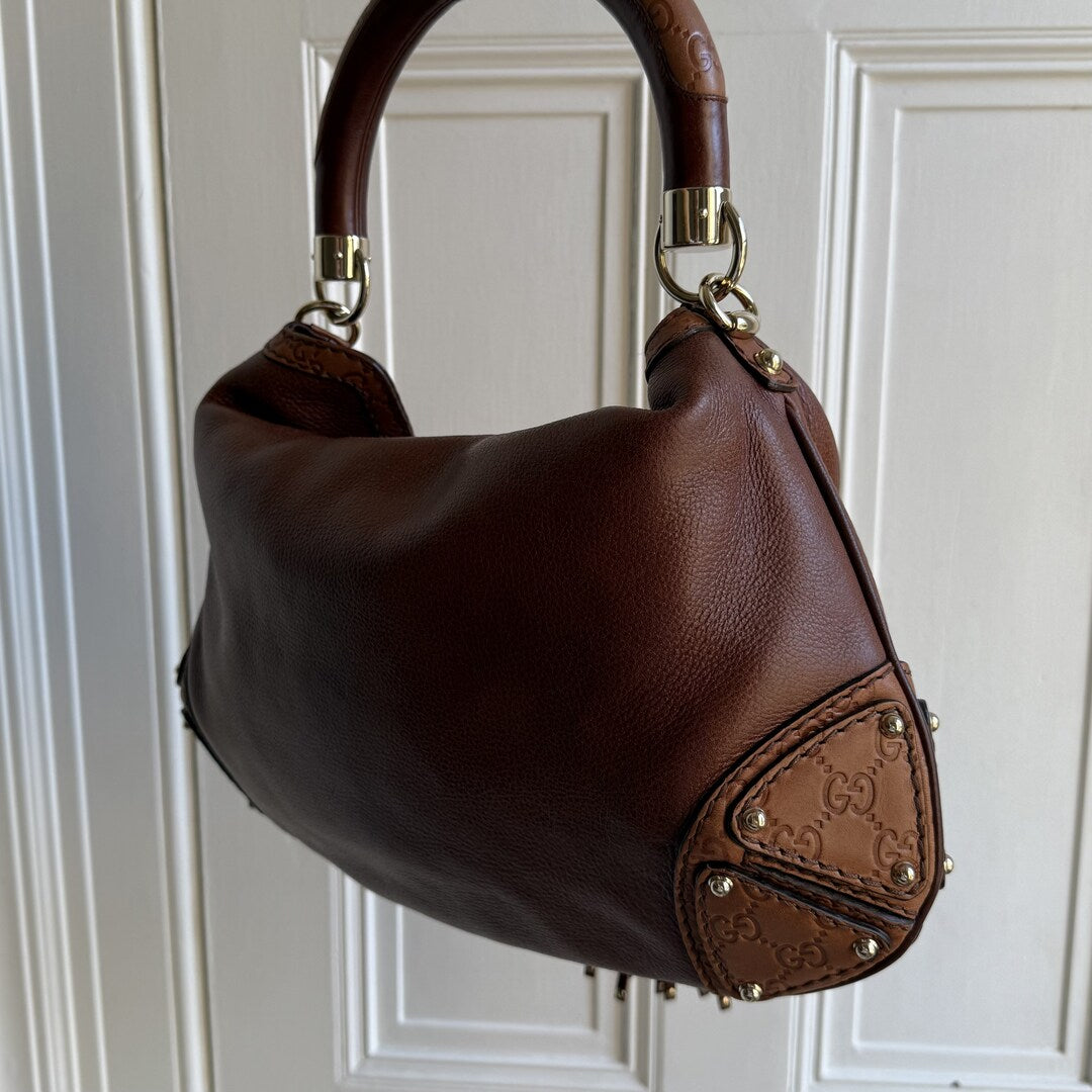Gucci Indy Guccissima Brown Leather Shoulder Bag