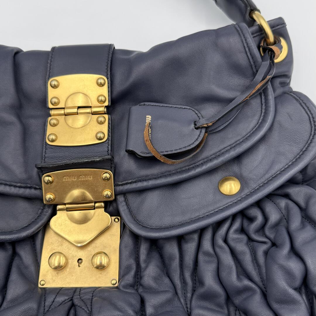 Miu Miu Matelasse Leather Navy Blue Shoulder Bag