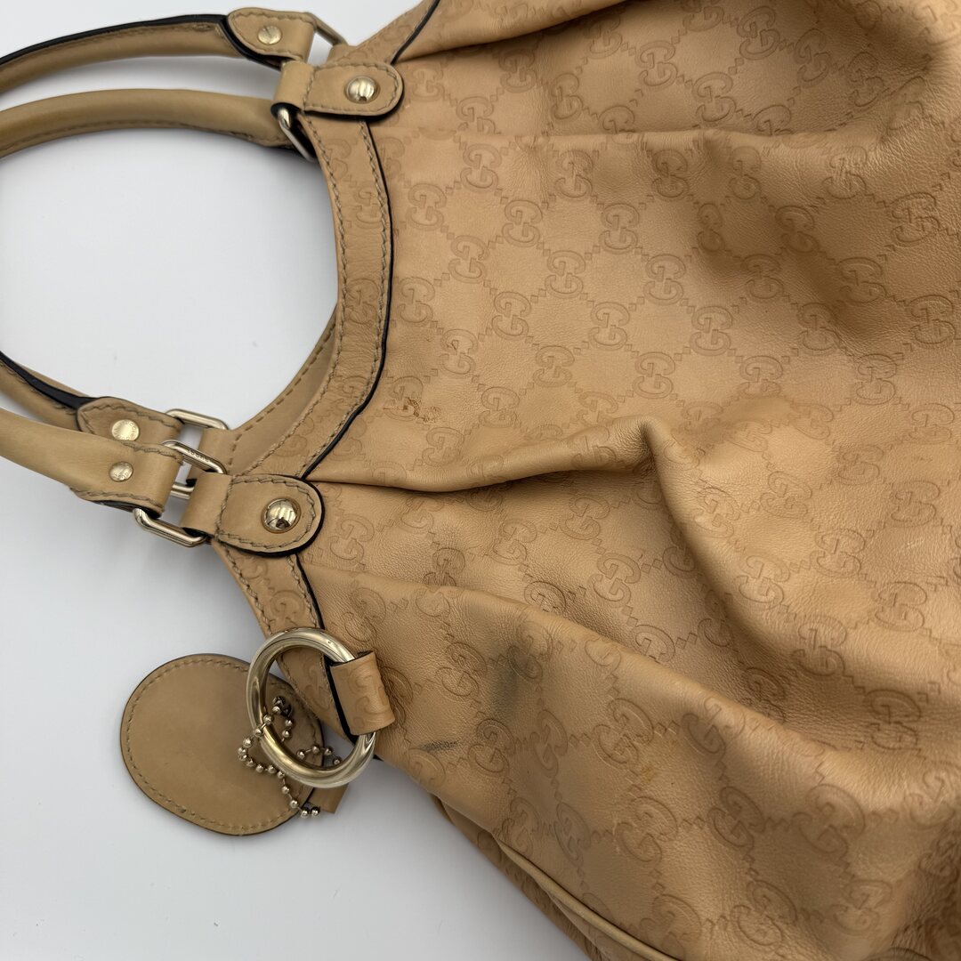 Gucci Guccissima Sukey Leather Beige Tote Bag
