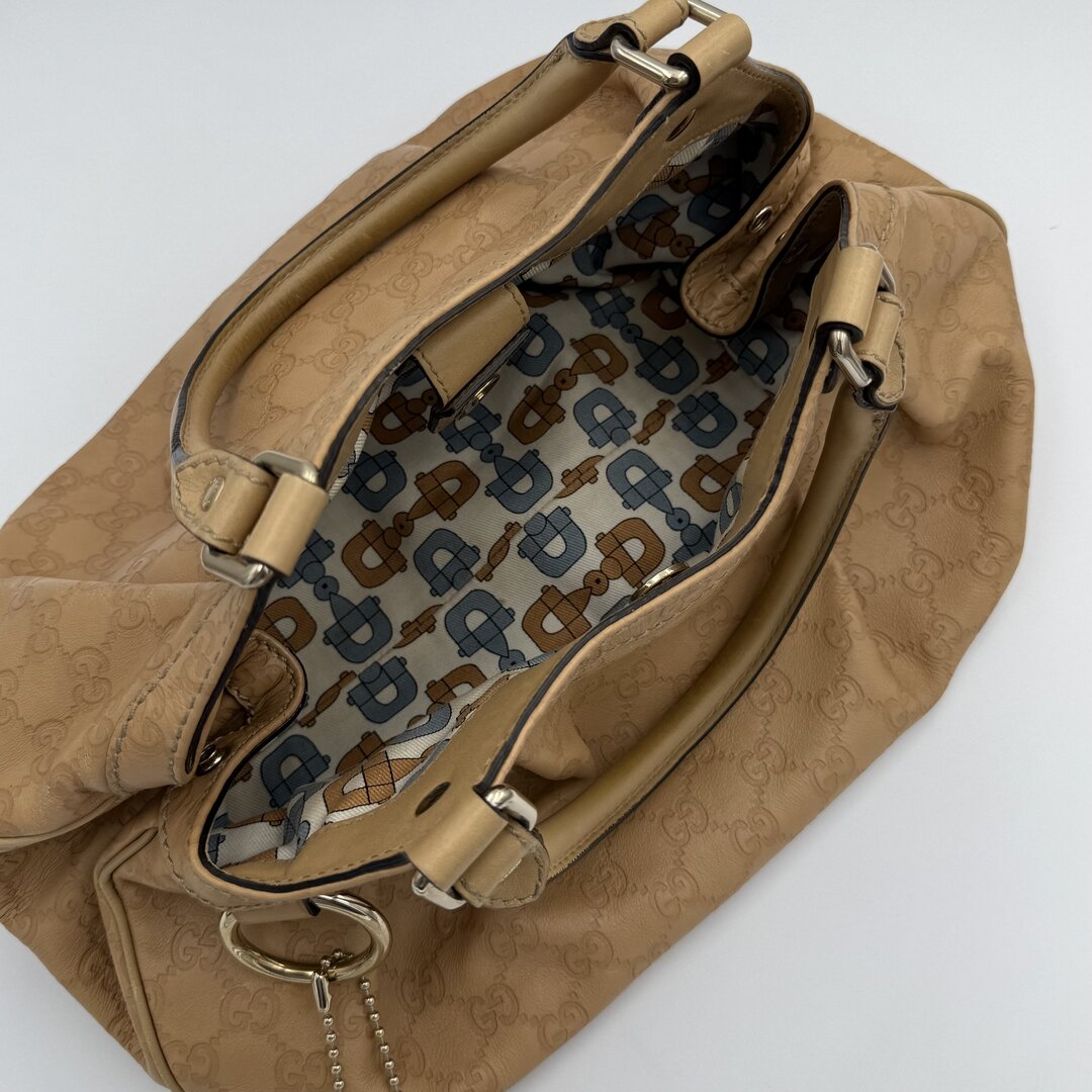 Gucci Guccissima Sukey Leather Beige Tote Bag