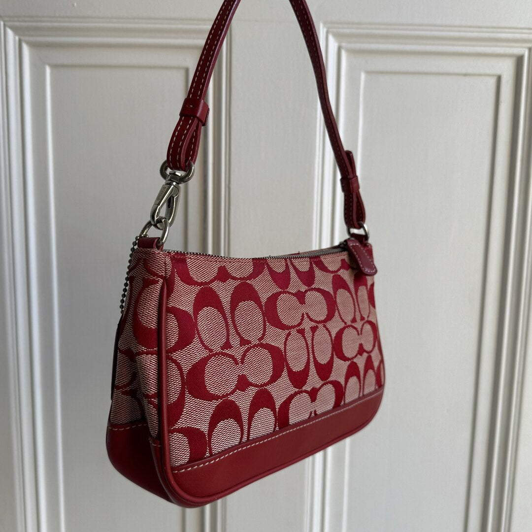 Rare Coach Signature Demi Red Shoulder Bag