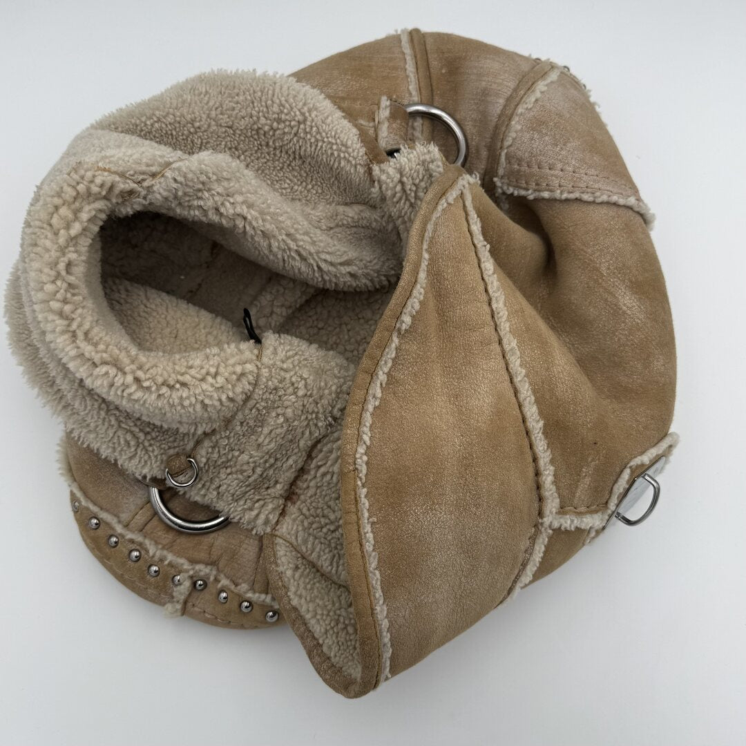 Prada Shearling Hobo Brown Shoulder Bag