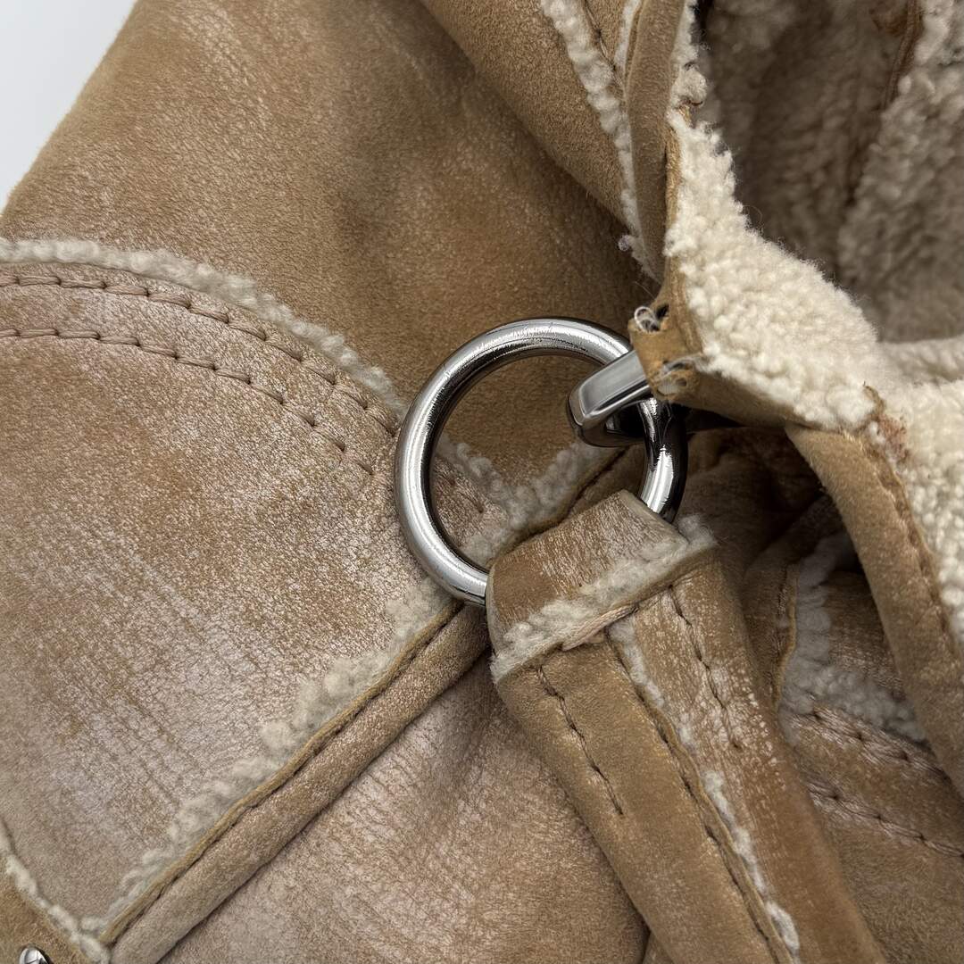 Prada Shearling Hobo Brown Shoulder Bag