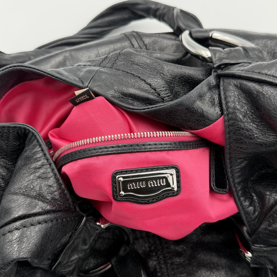 Miu Miu Black Leather Hobo Shoulder Bag