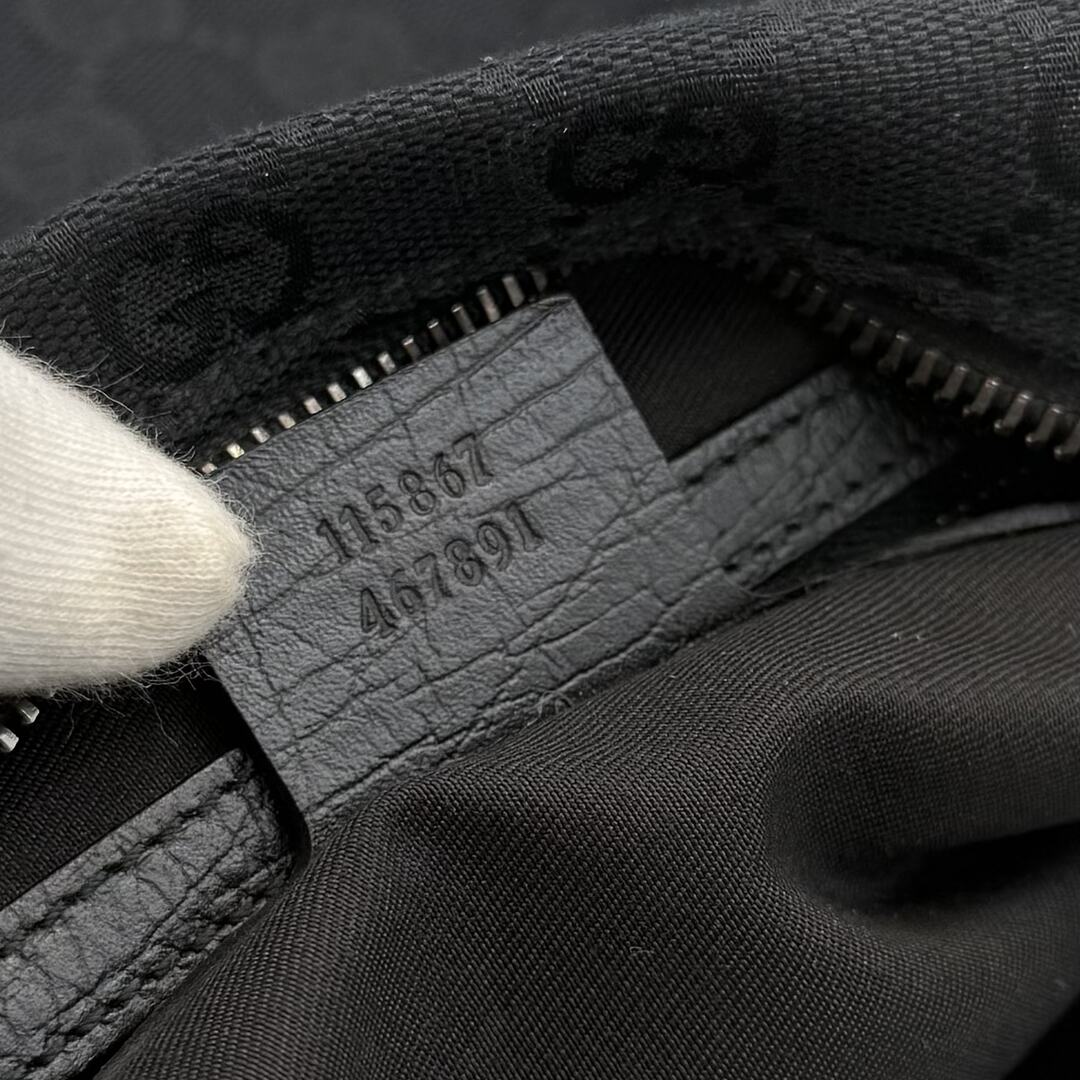 Gucci GG Canvas Horsebit Hobo Black Shoulder Bag