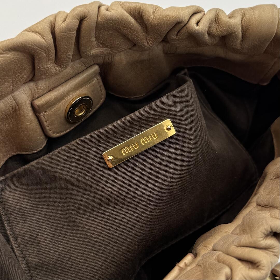 Miu Miu Mini Vitello Leather Beige Handbag