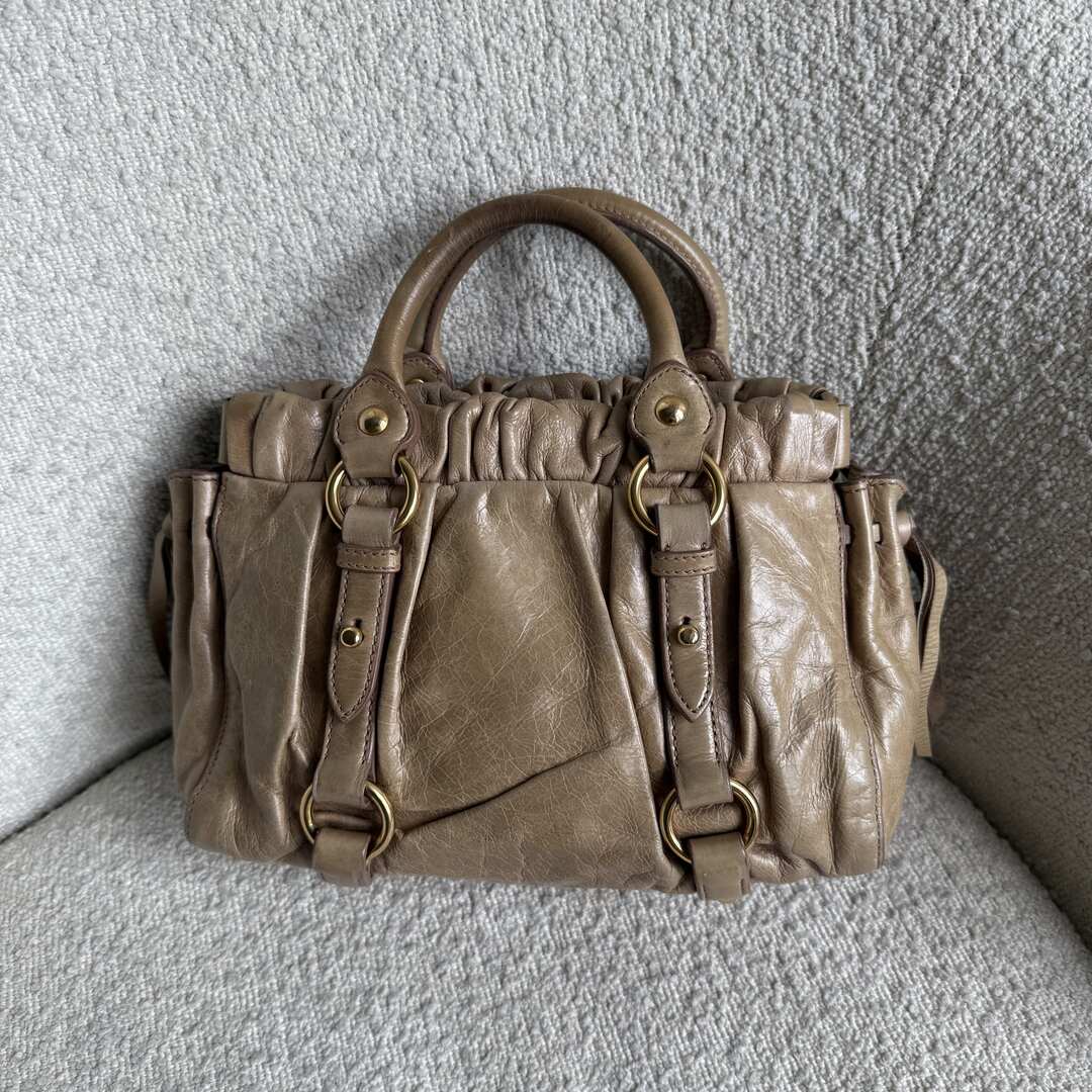 Miu Miu Mini Vitello Leather Beige Handbag