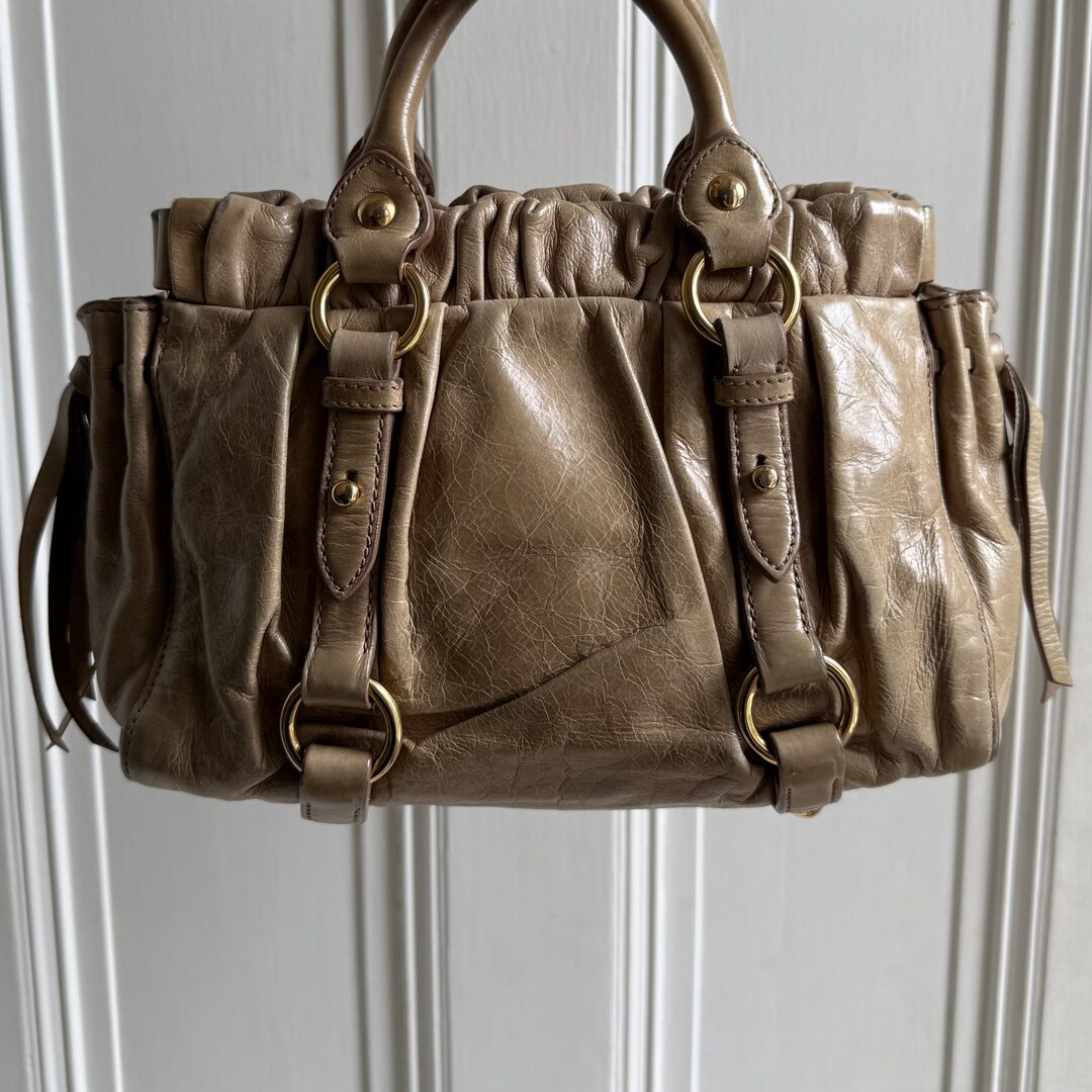 Miu Miu Mini Vitello Leather Beige Handbag