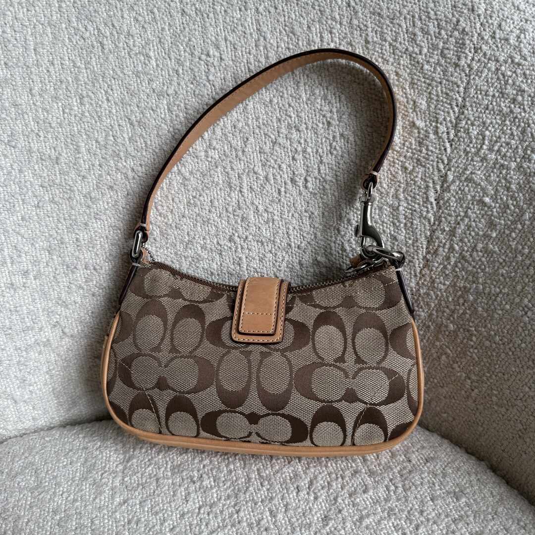 Coach Signature Mini Buckle Tan Shoulder Bag