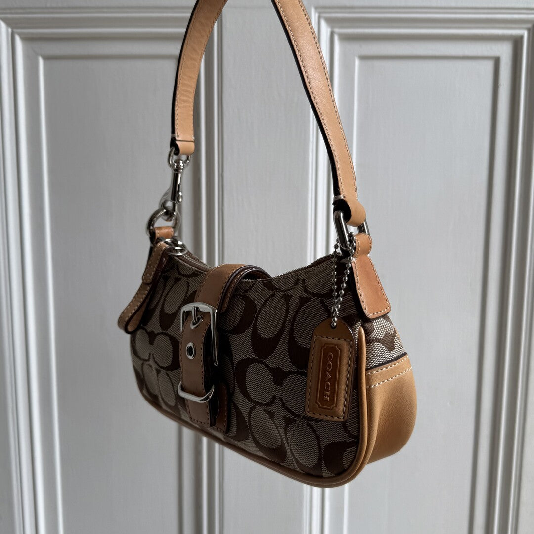 Coach Signature Mini Buckle Tan Shoulder Bag