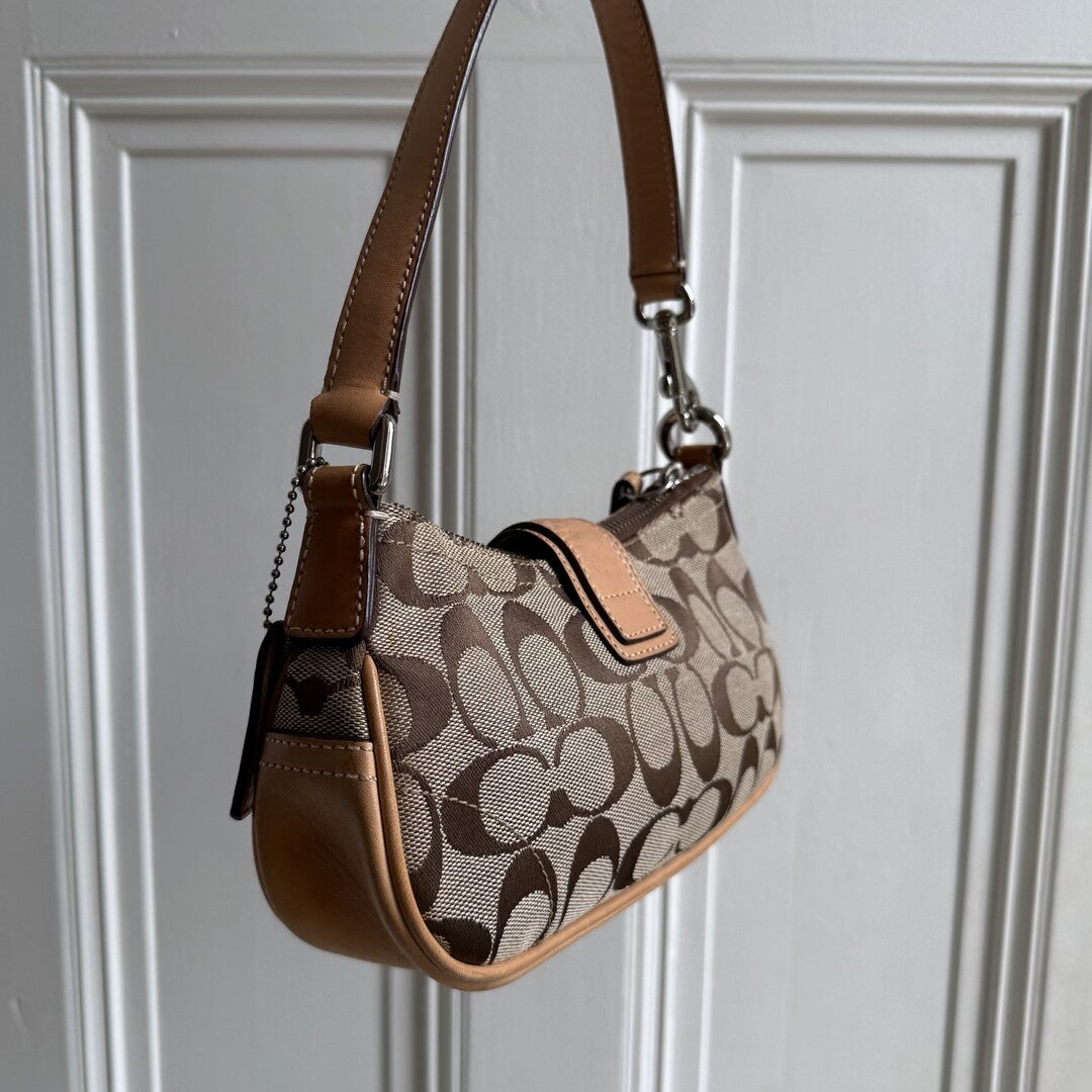 Coach Signature Mini Buckle Tan Shoulder Bag