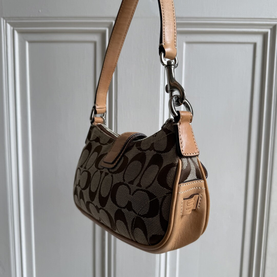 Coach Signature Mini Buckle Tan Shoulder Bag