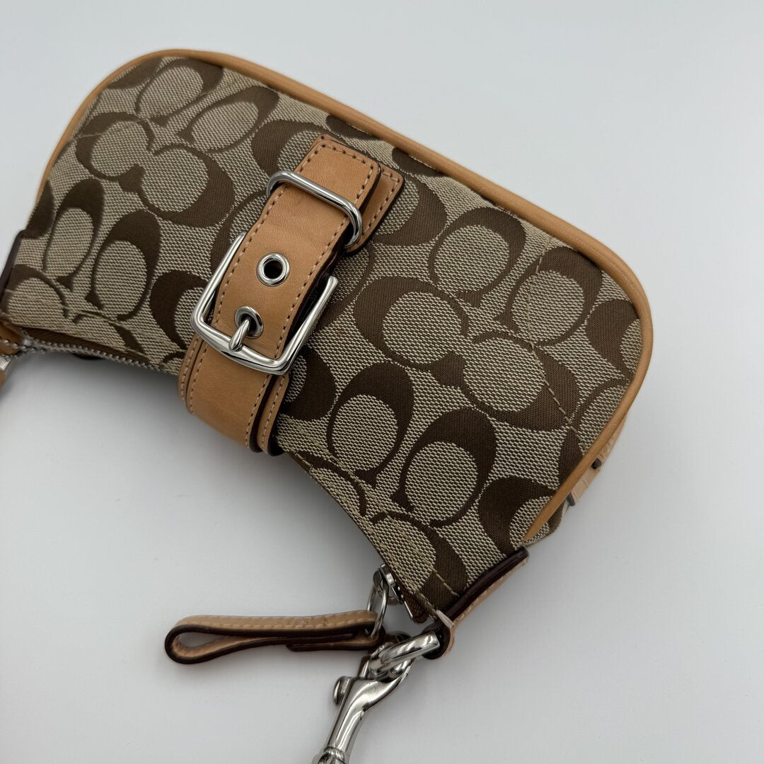 Coach Signature Mini Buckle Tan Shoulder Bag